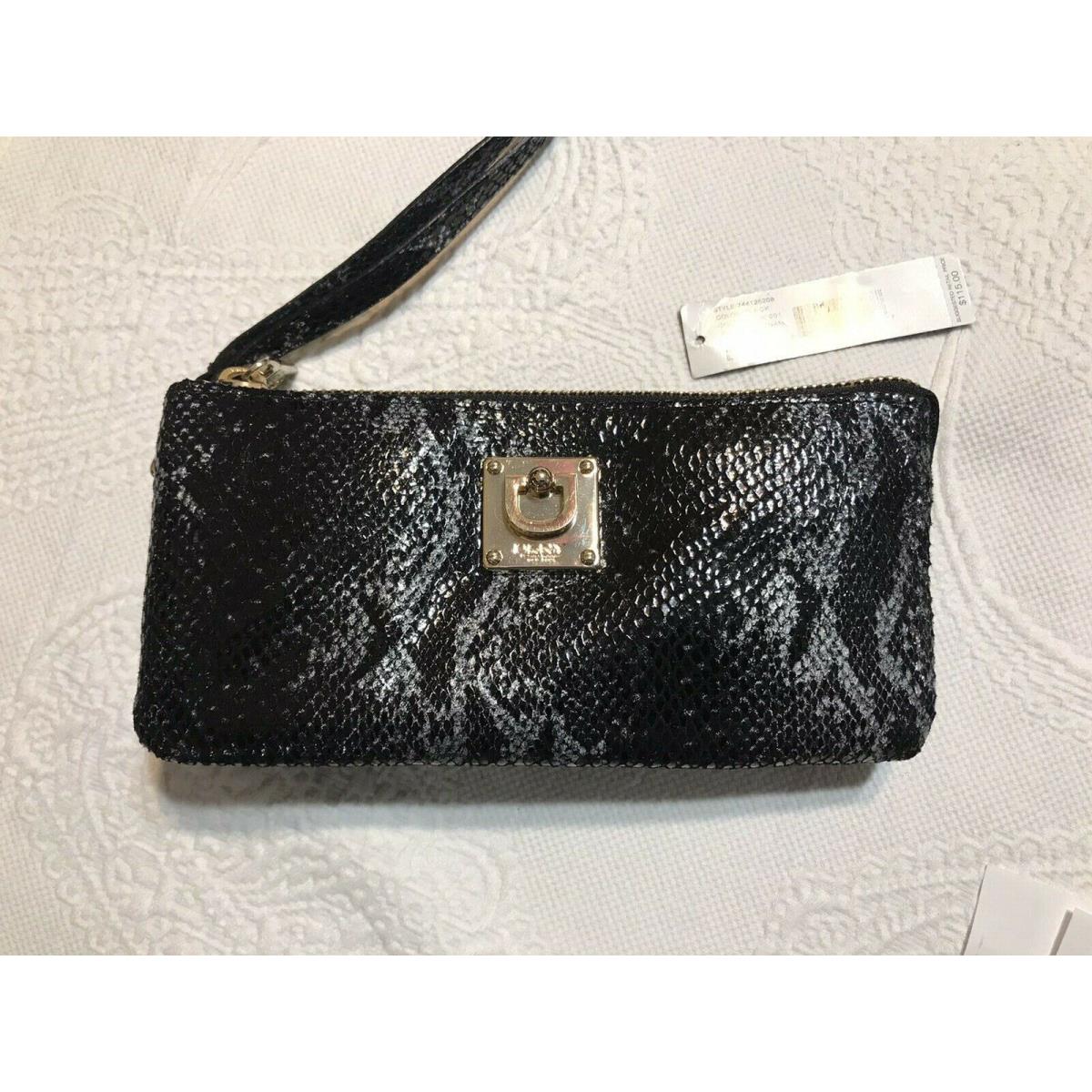 Dkny Black Slgs Item Metallic Python Leather Clutch Wallet 744125208