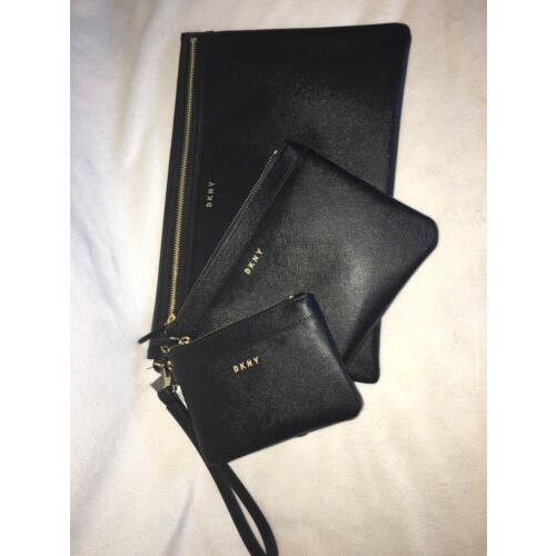 Dkny Vela Triple R9321F12 3PC Clutch Pouch Wallet Wristlet