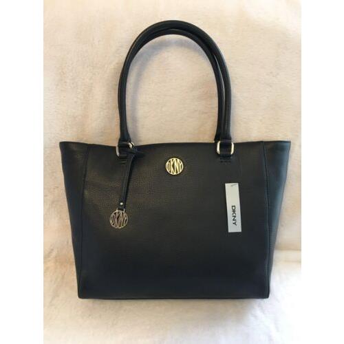 Dkny Ego Soft Leather Tote Shopper Color- Black