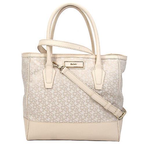 Dkny Town Country Jacquard Ivory Saffiano Large Shopper Tote