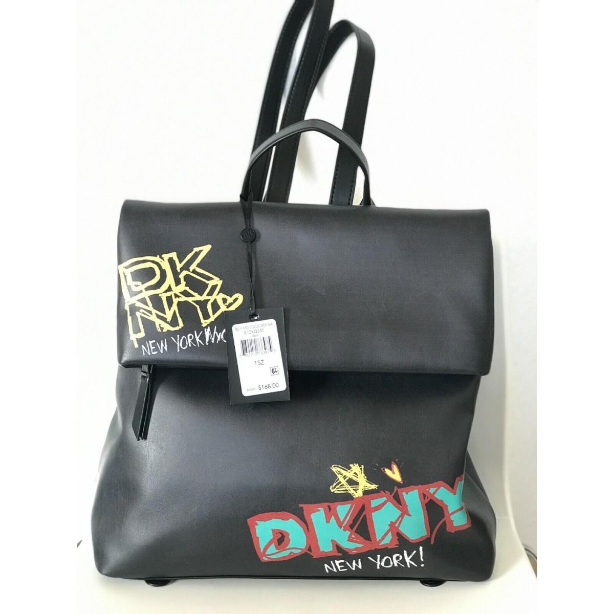 Dkny Tilly Graffiti Fold Over Backpack Tote Purse