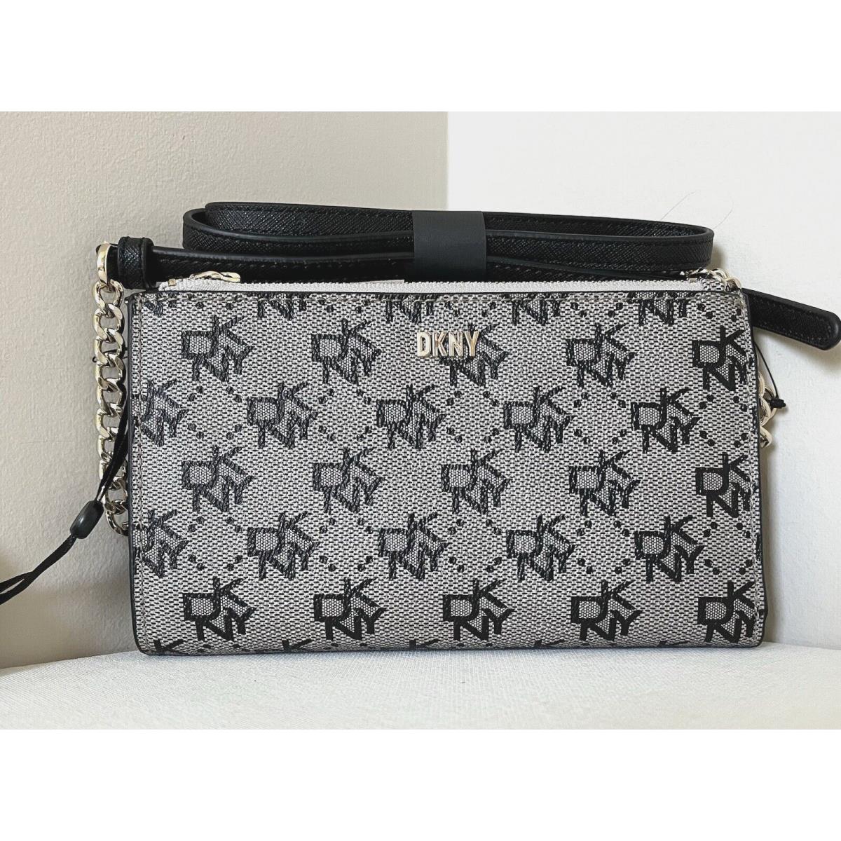 Dkny Boxed Bryant Logo Crossbody Grey / Black