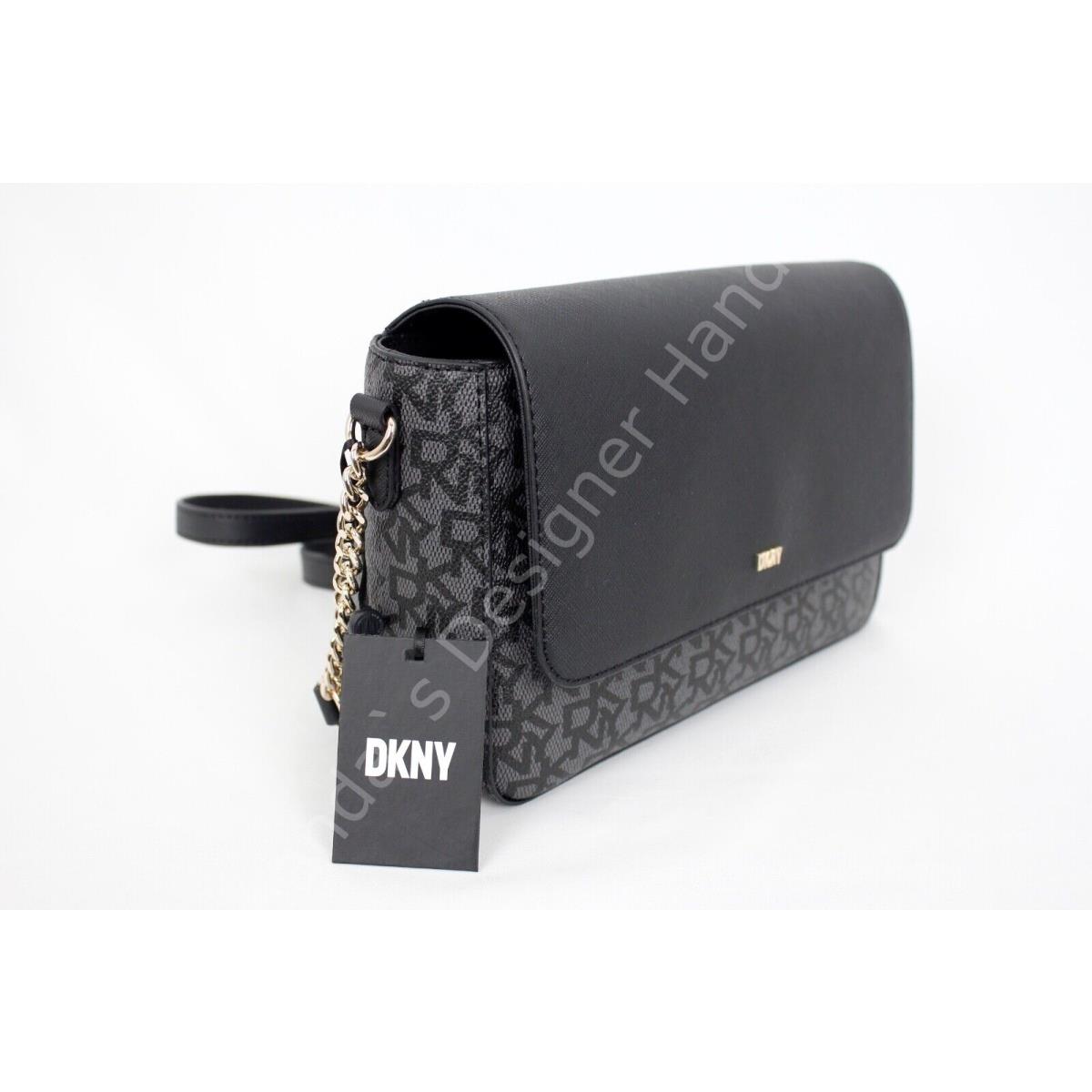 Dkny Sivina Crossbody Purse Handbag Flap Style Black/gray