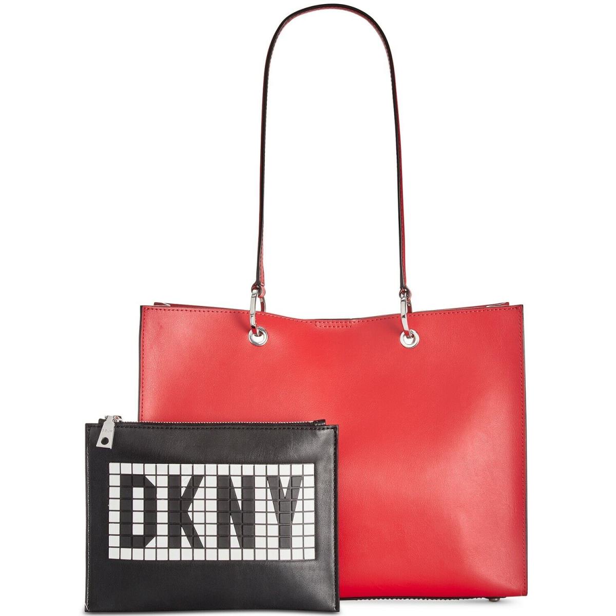 Dkny Mott Tile Logo Tote Rouge Silver