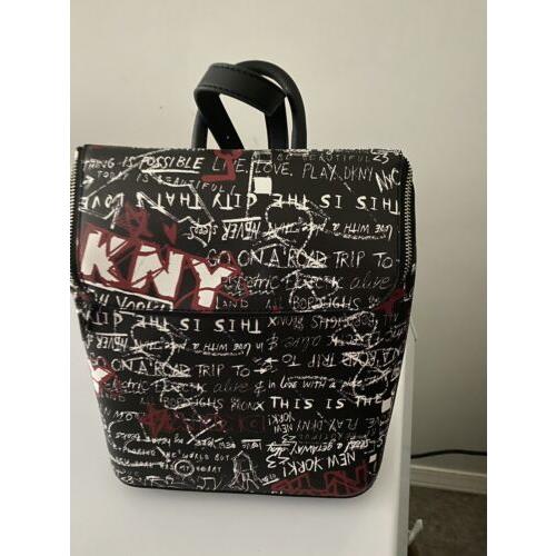 Dkny Bryant Top Zip NY City Graffiti Backpack R13KRC37 Black 11 H x 9.75 W