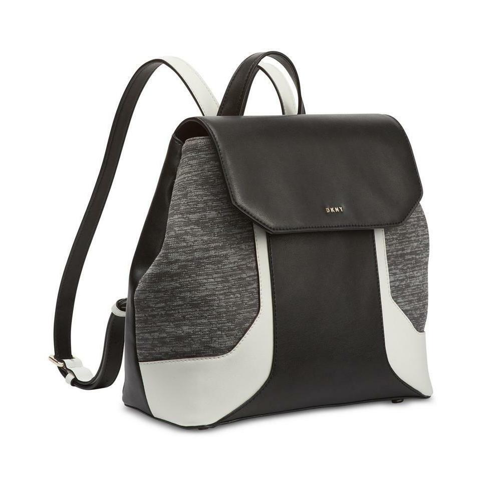 Dkny Jade Flap Black Leather Backpack