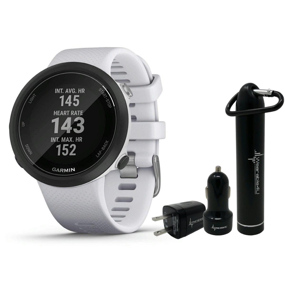 Garmin Swim 2 Swimming Smartwatch Whitestone with Wearable4U Power Pack Bundle