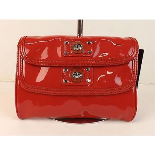 Marc Jacobs Red Cherry Patent Leather Posh Two Turnlock Flaps Clutch