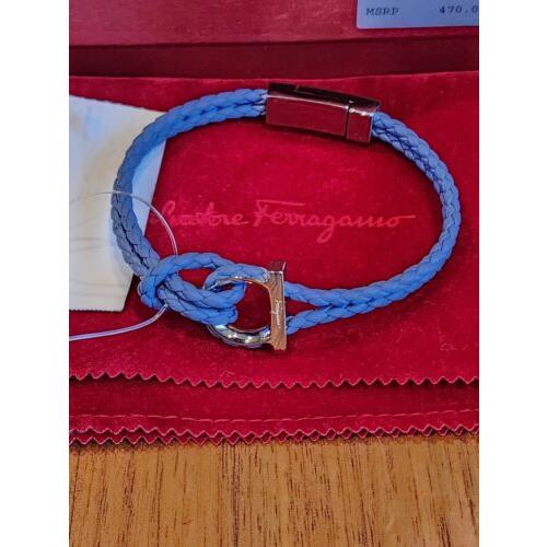 Salvatore Ferragamo Gancini Bracelet Braided Calfskin Magnetic Clasp