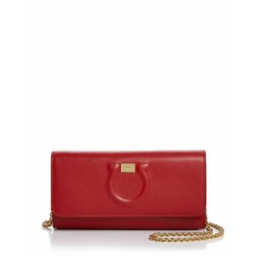 Salvatore Ferragamo Gancini City Lipstick Red Leather Wallet on Cha