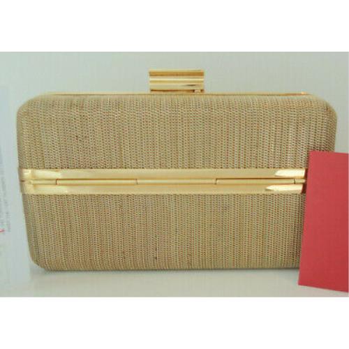 Salvatore Ferragamo Macy Minaudiere Oro Box Clutch Gold Chain Metallic