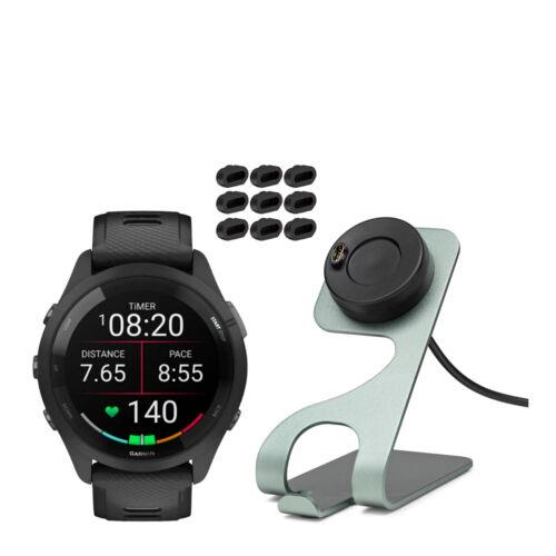 Garmin Forerunner 265 Gps Running Smartwatch Black with Charger Stand Bundle