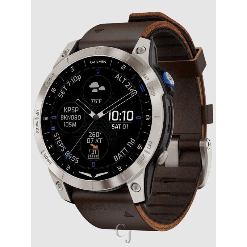 Garmin D2 Mach 1 Aviator Smartwatch W/ Leather Band Watch 010-02582-54