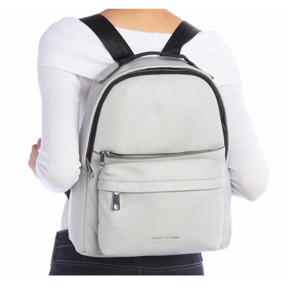 Marc Jacobs Backpack Large Varsity Light Grey Soft Pebbled Leather Nwd