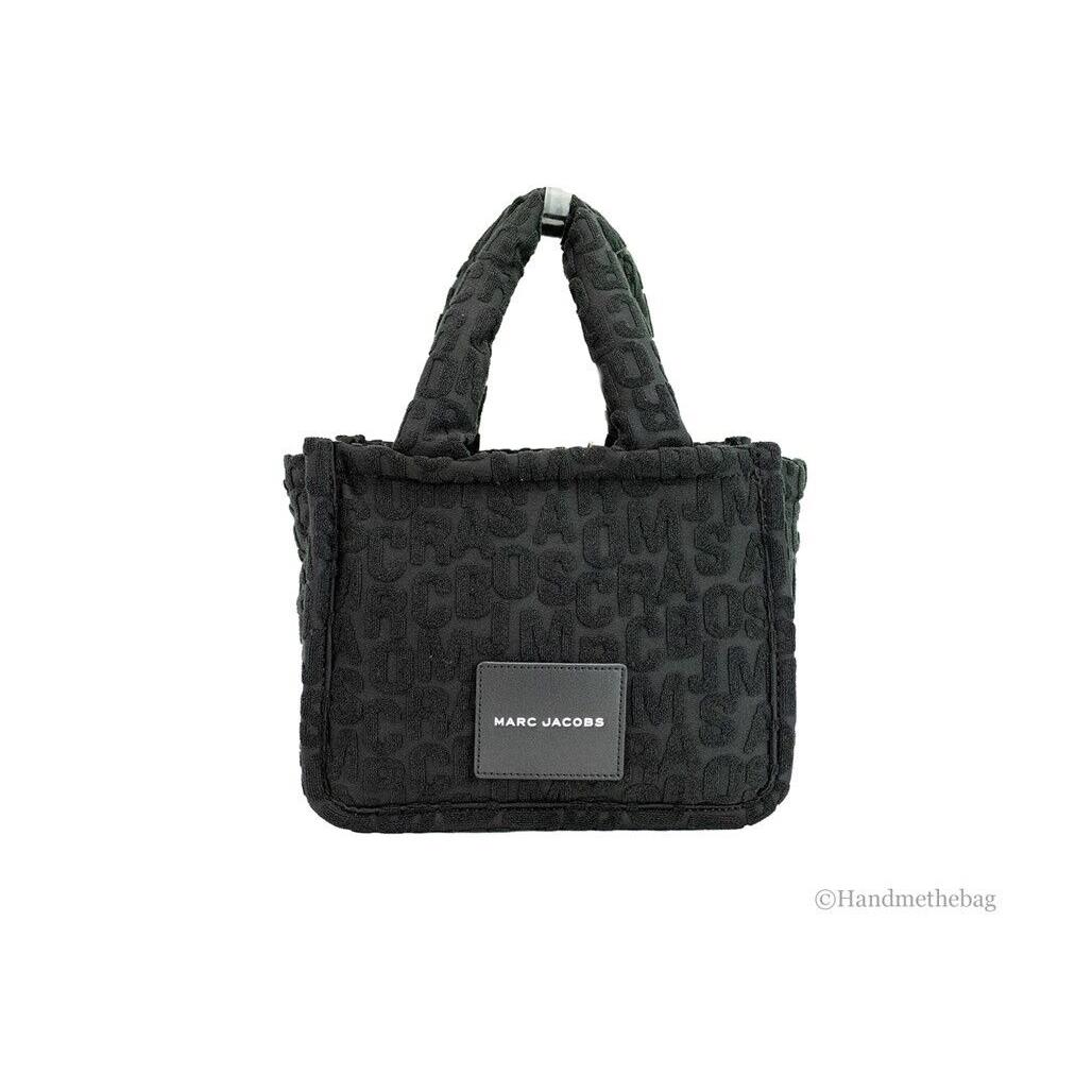 Marc Jacobs The Monogram Terry Tote Small Black Logo Fabric Shoulder Bag Purse