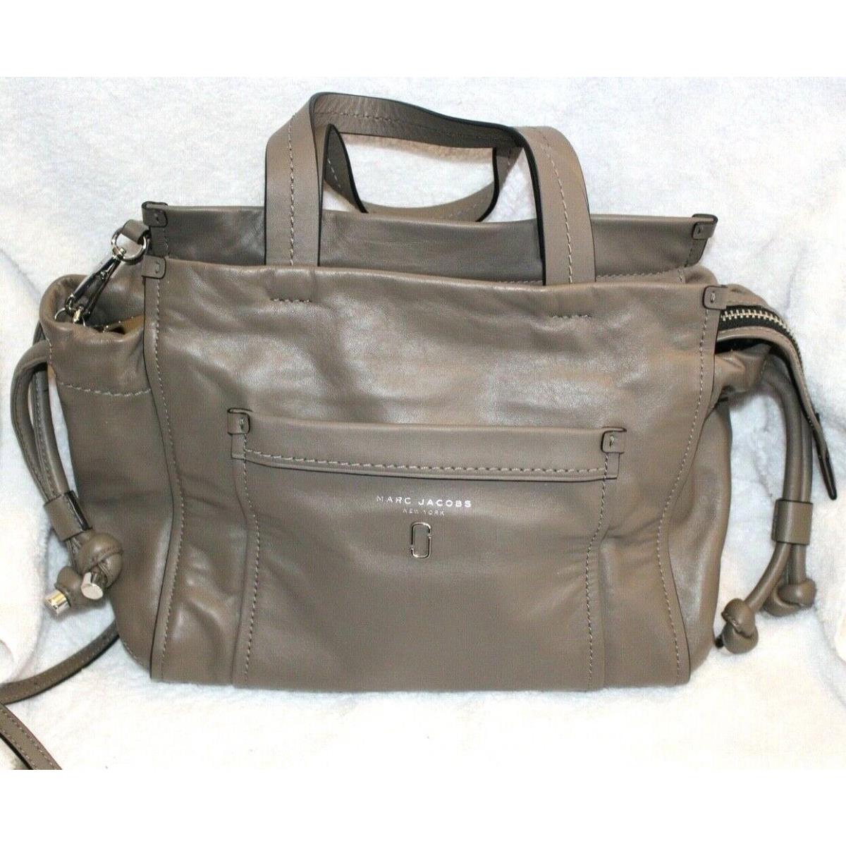 Marc Jacobs Taupe Leather Crossbody Handbag W/drawstring