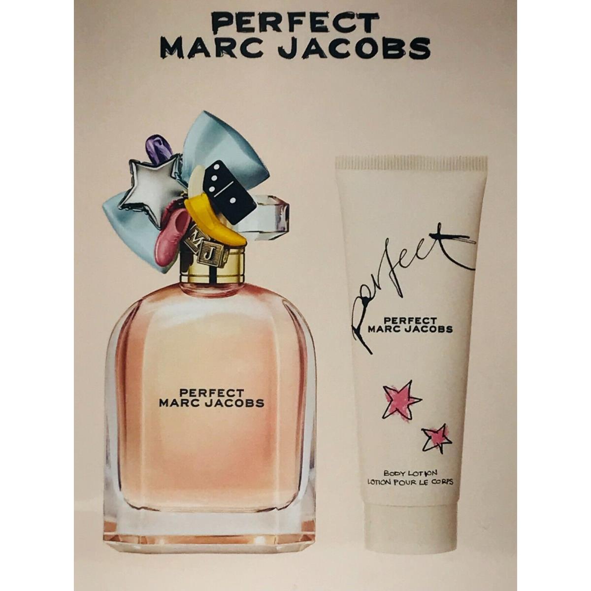 Marc Jacobs Perfect 2pc Set Women Parfum Spray 3.3 oz Body Lotion 2.5 oz