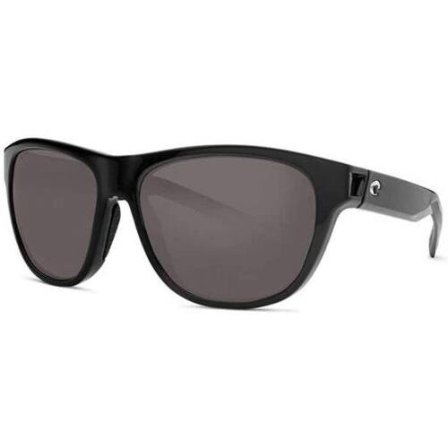 Costa Del Mar Men`s Bayside Round Sunglasses Shiny Black/polarized Gray
