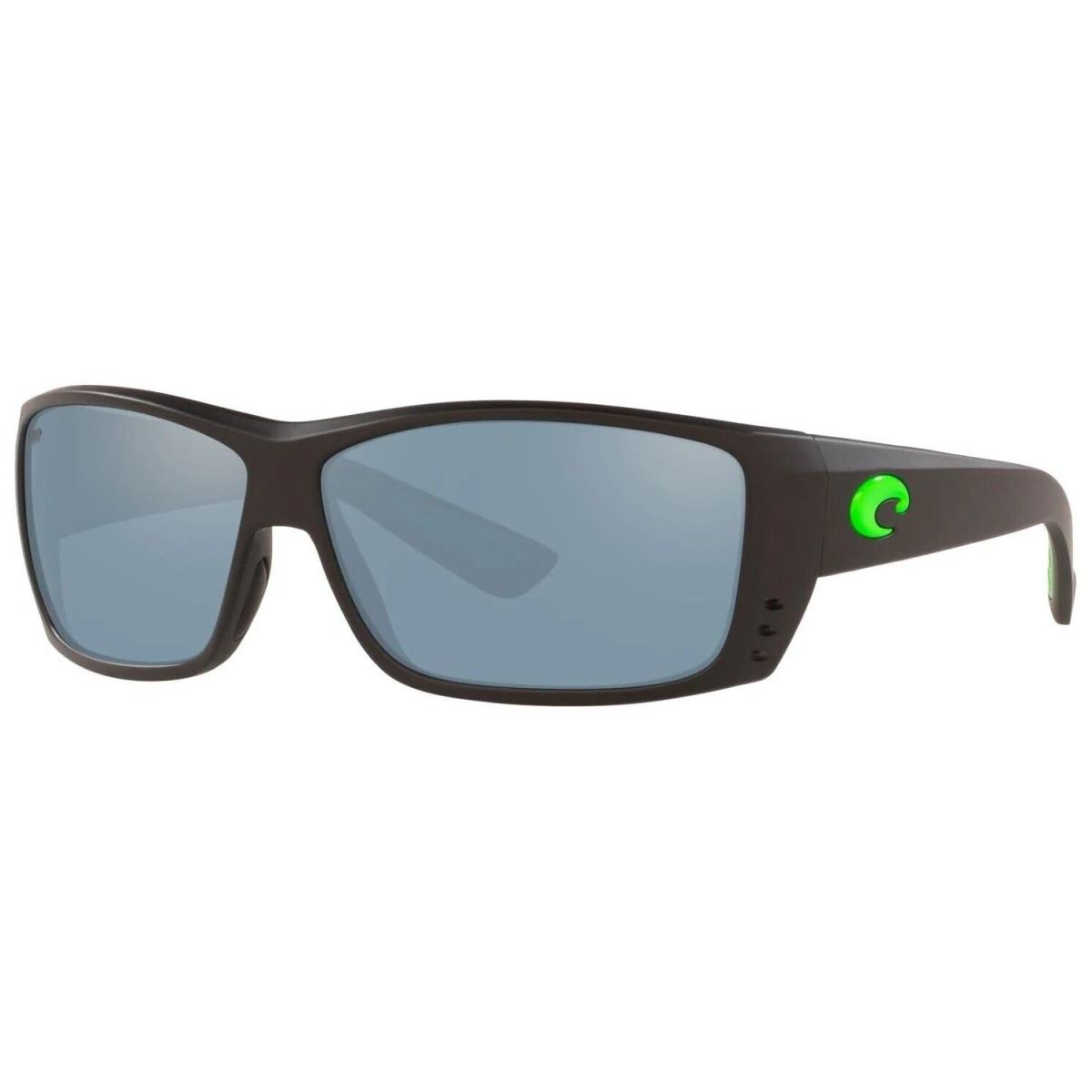 Costa Del Mar Cat Cay Sunglasses Matte Black/green with Gray Silver Mirror 580P - Frame: Black, Lens: Gray