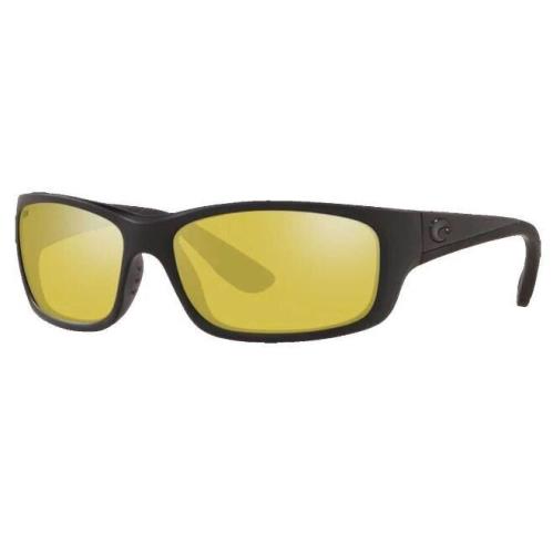 Costa Eyewear Mens Jose Pro 580G Polarized Sunglasses Black Sunrise - Frame: Black, Lens: Yellow/Silver Mirror