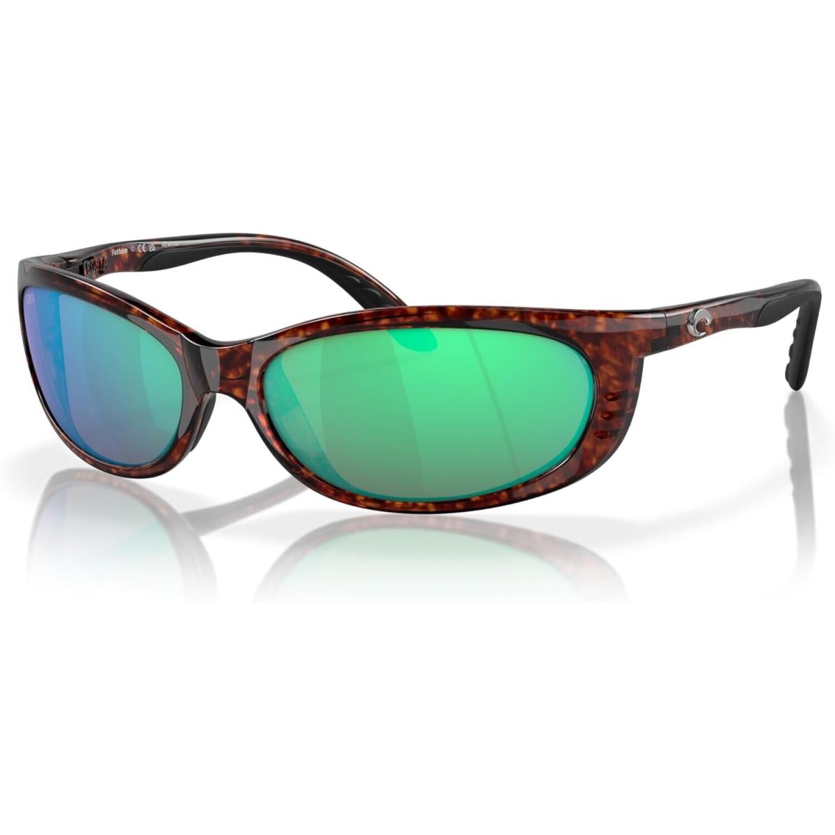 Costa Del Mar Fathom Sunglasses Tortoise Frame w/ Green Mirror Glass Lens - Frame: Brown, Lens: Green