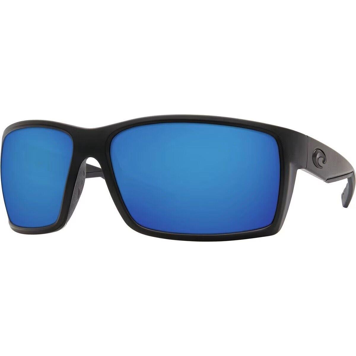 Costa Del Mar Reefton Sunglasses Blackout w/ Blue Mirror Polarized Glass Lens - Frame: Black, Lens: Blue