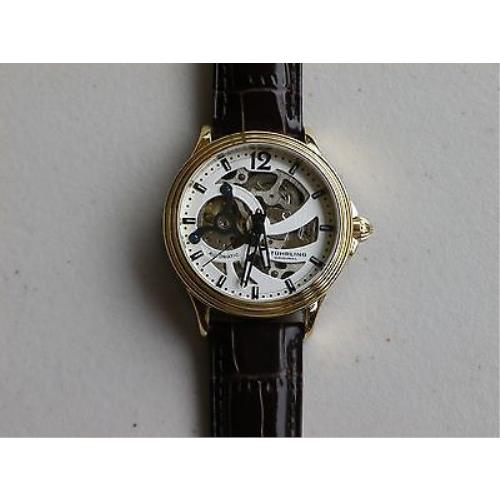 Stuhrling St Hrling Original Men`s Automatic Skeletonized Stainless Steel Leather Strap