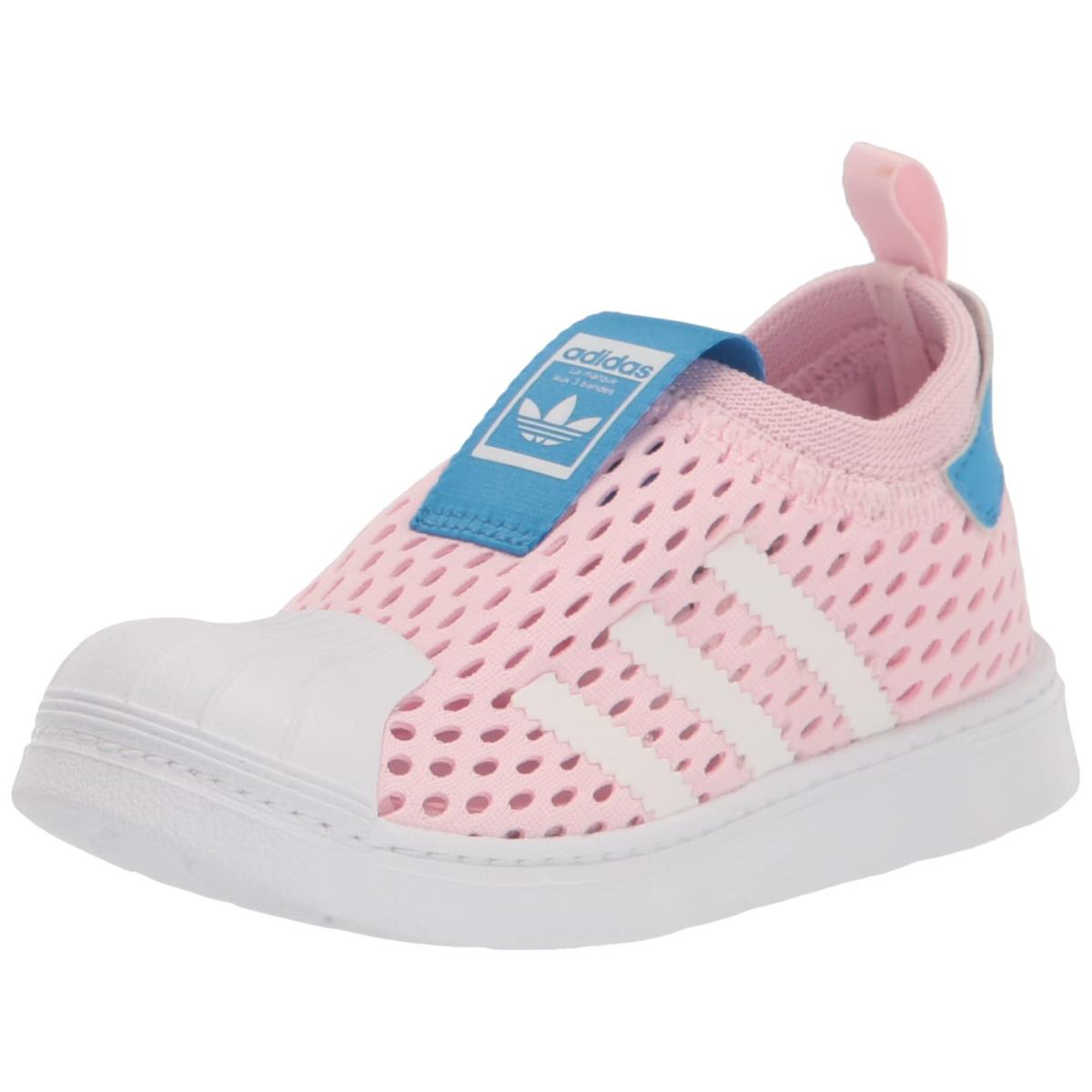 Adidas Originals Baby Girl`s Superstar 360 Toddle Clear Pink/White/Pulse Blue