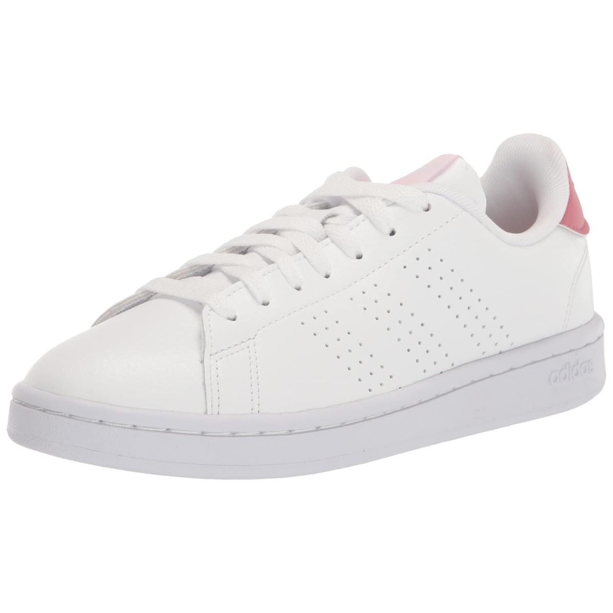 Adidas Women`s Advantage Tennis Shoes White/White/Pink Strata