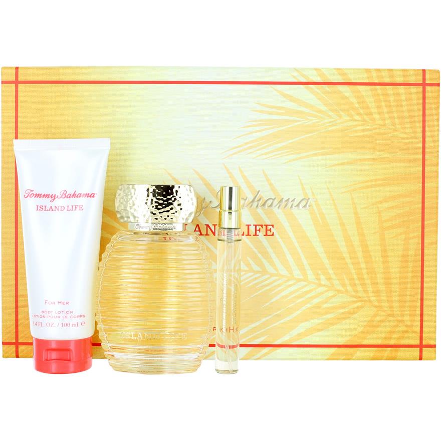 Island Life Tommy Bahama For Women Set: Edp Spray + Mini Edp + Body Lotion