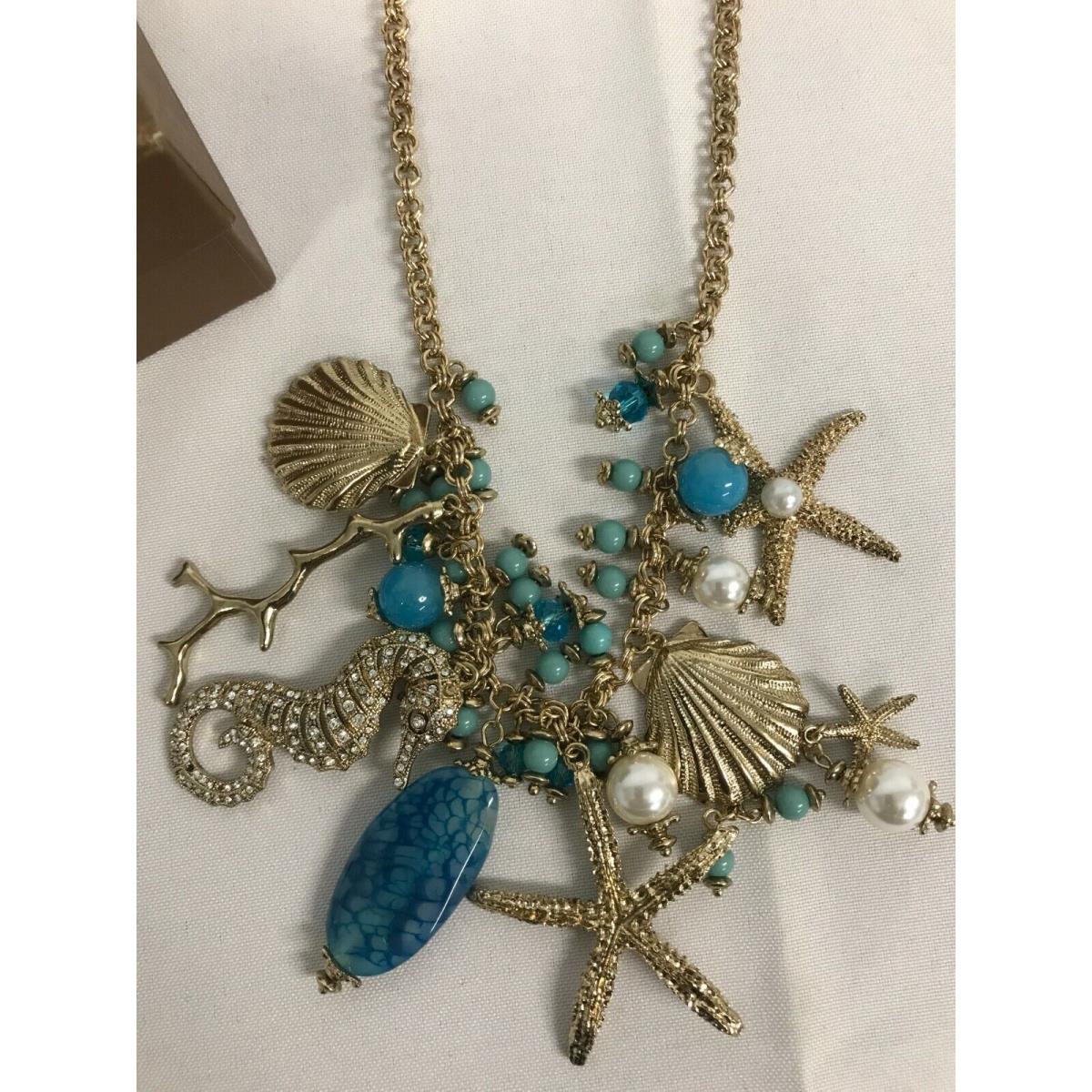 Tommy Bahama Clear Ocean Chunky Sea Life Statement Necklace Mib