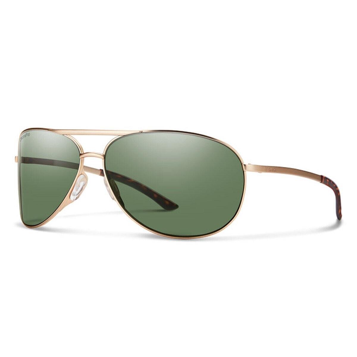 Smith Serpico 2 Sunglasses Matte Gold Frame Chromapop Gray Green Lens