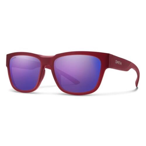 Smith Optics Ember Chromapop Polarized Sunglasses Matte Crystal Deep Maroon Red/violet Mirror - Frame: Red, Lens: Purple