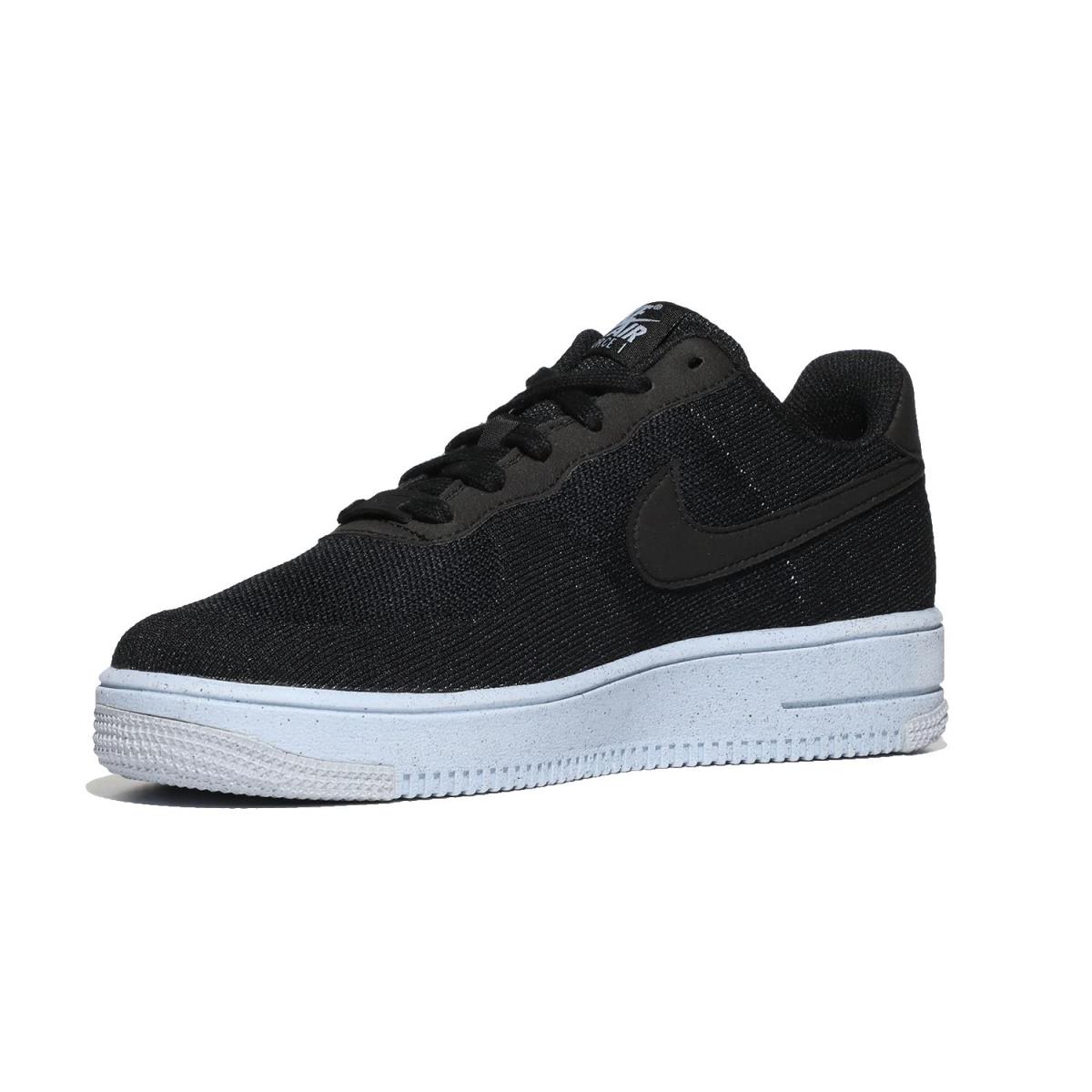 Boy`s Shoes Nike Kids Air Force 1 Crater Flyknit Big Kid Black/Black/Chambray Blue
