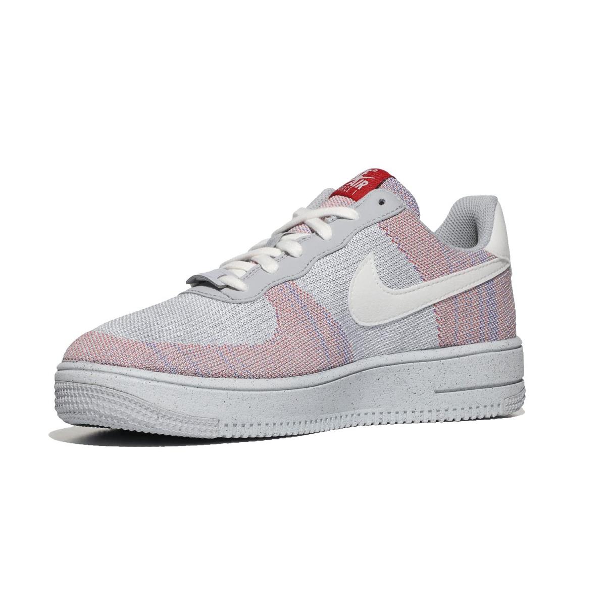 Boy`s Shoes Nike Kids Air Force 1 Crater Flyknit Big Kid Wolf Grey/White/Pure Platinum/Gym Red
