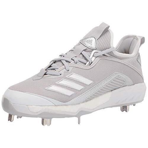 Adidas Men`s FV9344 Metal Cleats Baseball Shoes Light Grey/white/silver Size 8