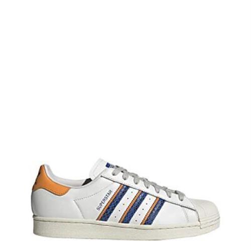 Adidas Men`s Superstar Athletic Shoes White Orange Size 13