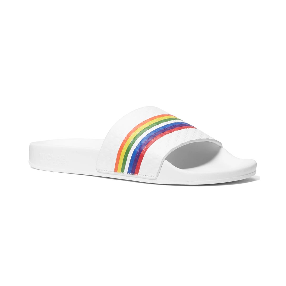 Michael Kors Gilmore Rainbow Pride Pool Slide Sandals Shoes Women`s Size 10