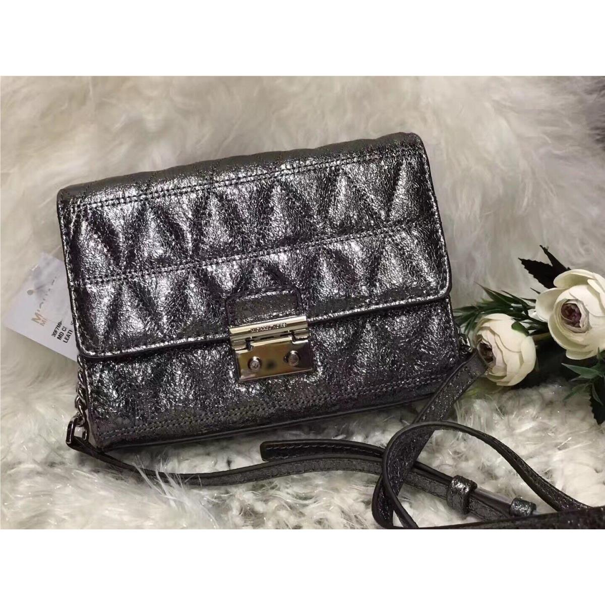 Michael Kors Ruby Metallic Quilted Clutch Crossbody