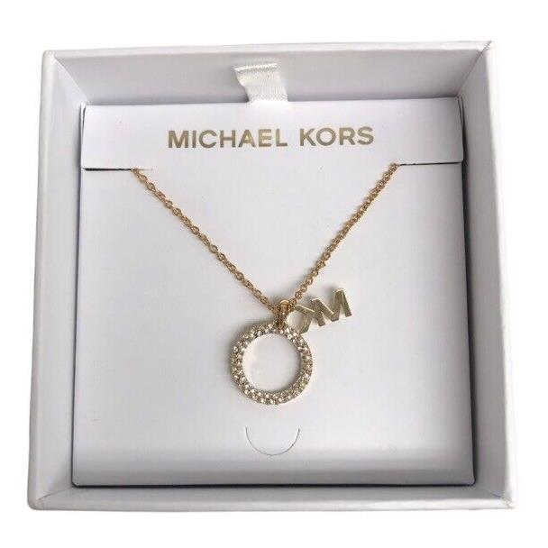 Nib- Michael Kors MK Logo- Circle Rose Gold Necklace
