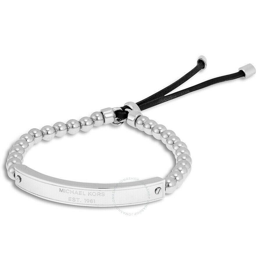 Michael Kors MK Plaque Silver Beaded MKJ3344040 Bracelet Womens