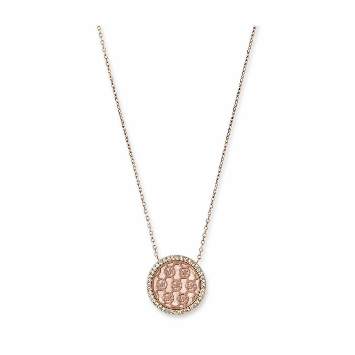 Michael Kors Monogram Logo Rose Gold Pendant Necklace MKJ5372791