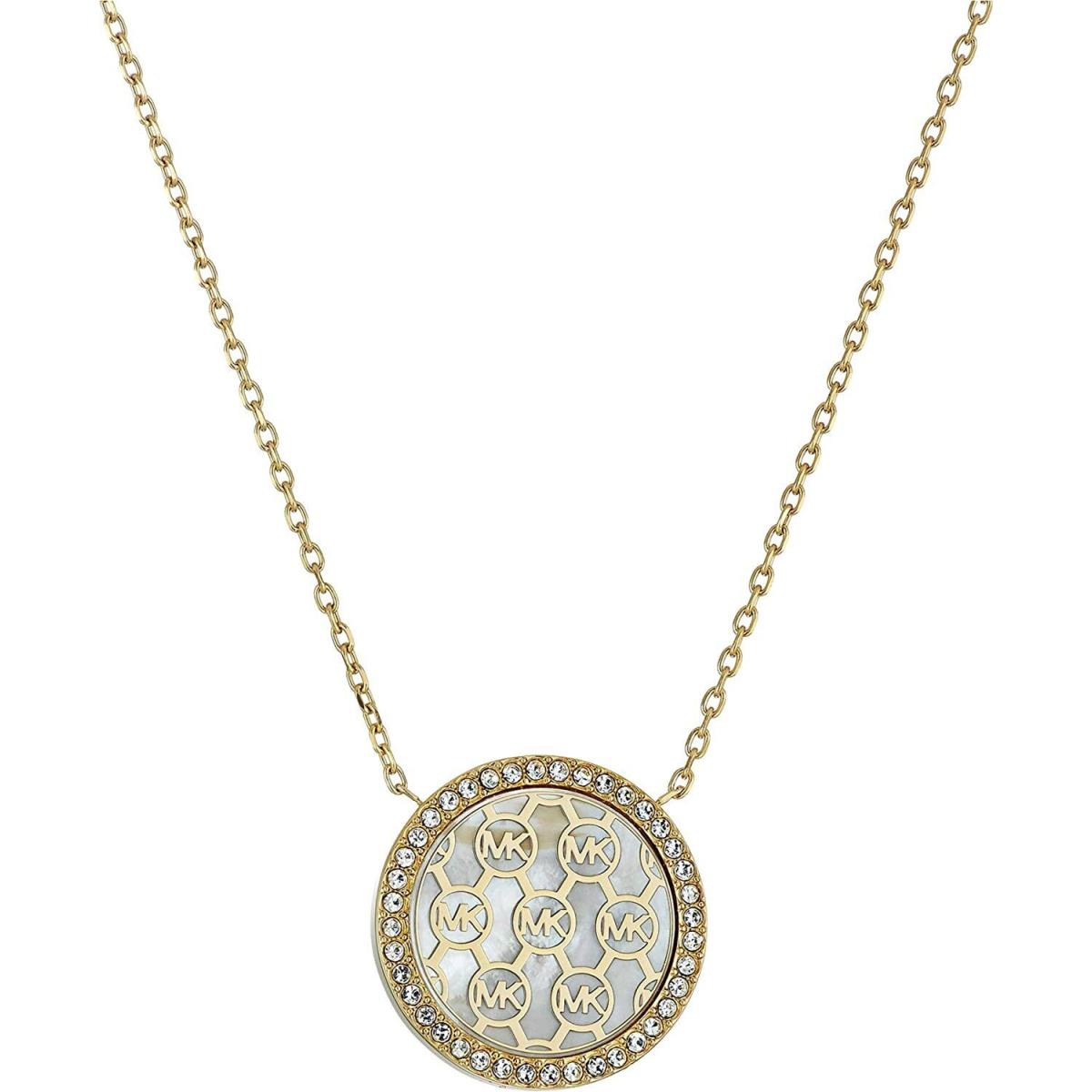 Michael Kors Monogram Mop Logo Gold Pendant Necklace MKJ5370710