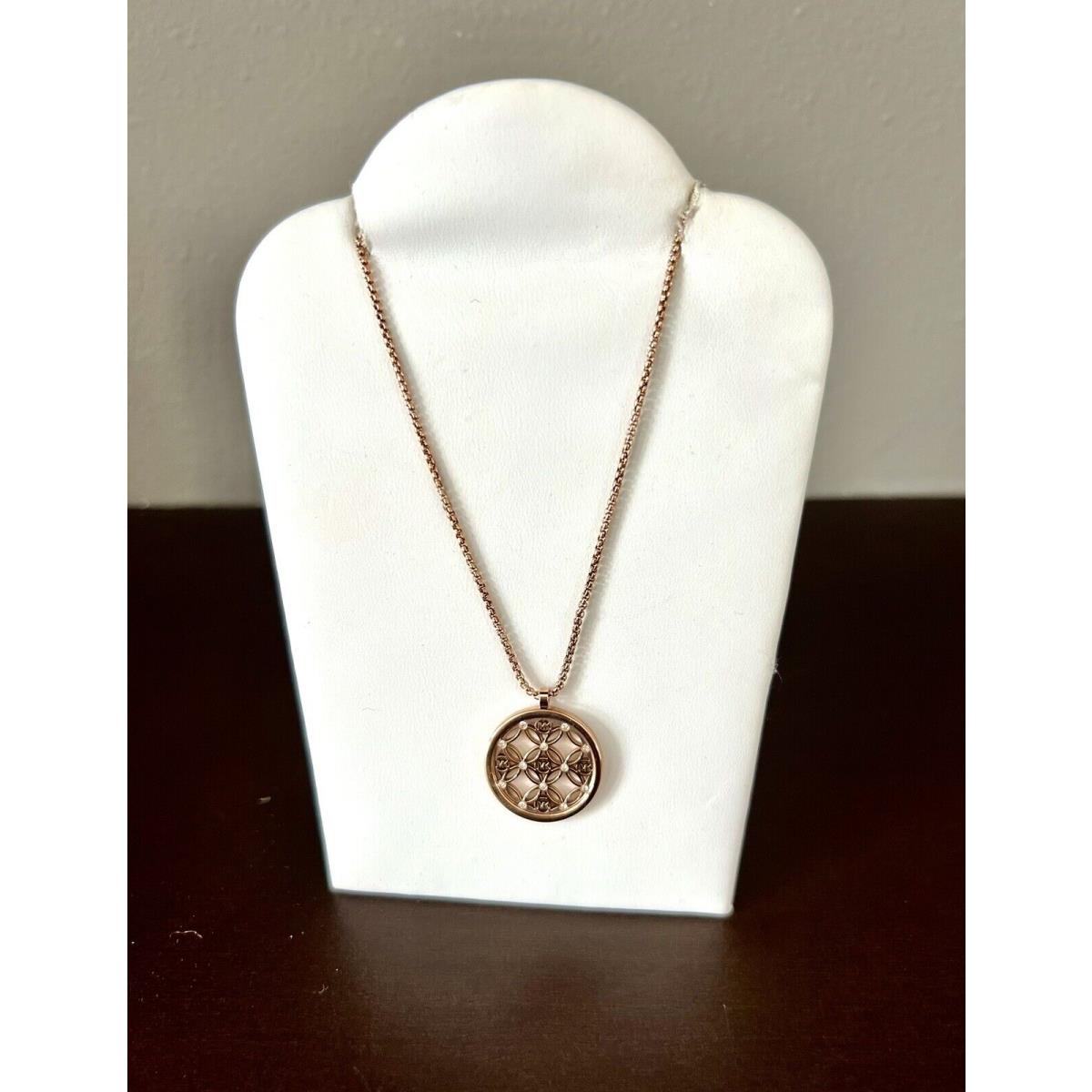 Michael Kors Logo Necklace Rose Gold Tone