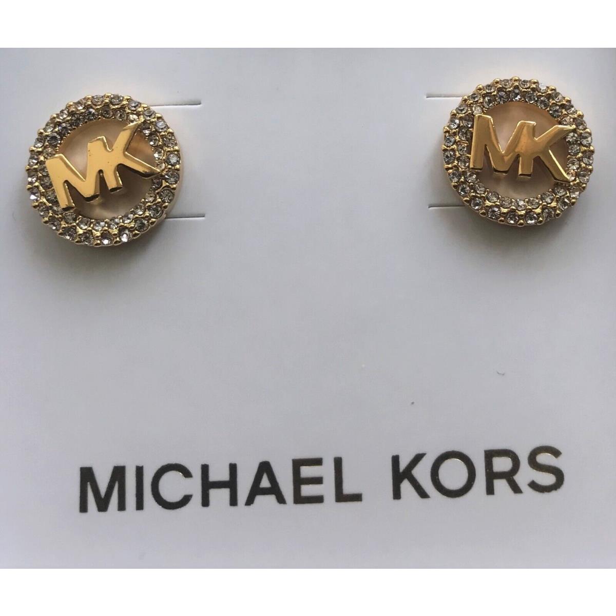 Michael Kors Gold-tone Logo Pave Stud Earrings MKJX7322710