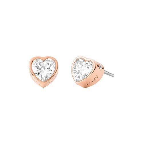 Michael Kors Rose Gold Stud Earrings Single Crystal Heart MKJ7794791 + MK Box
