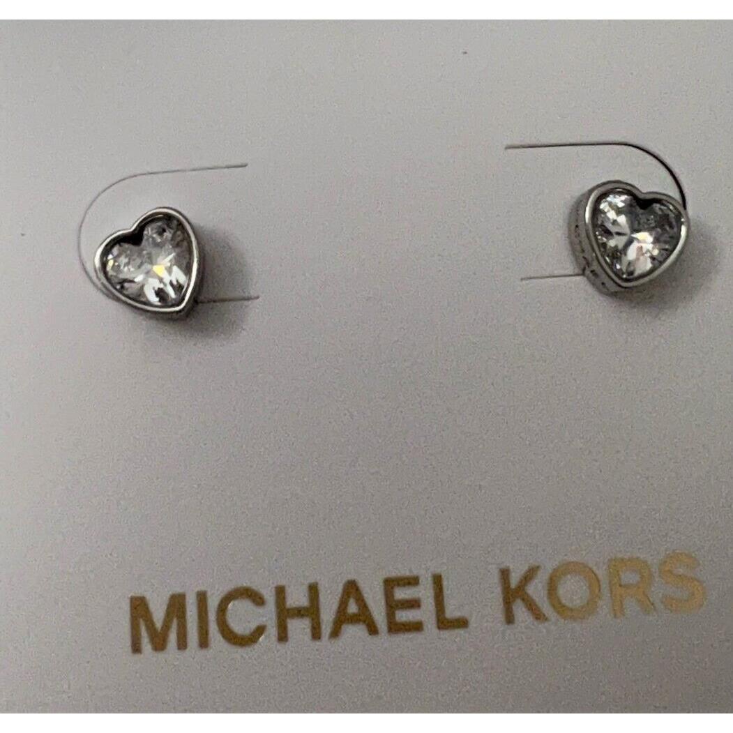 Michael Kors Women`s Heart Shaped Stud Earrings Crystal Accents MKJX7793040