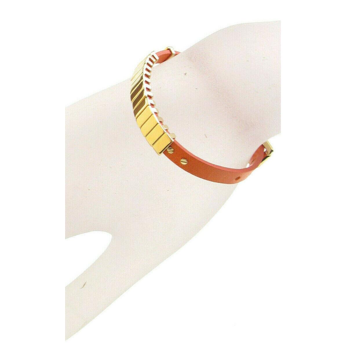 Michael Kors Orange Leather Wrap Gold-tone Buckle Bracelet