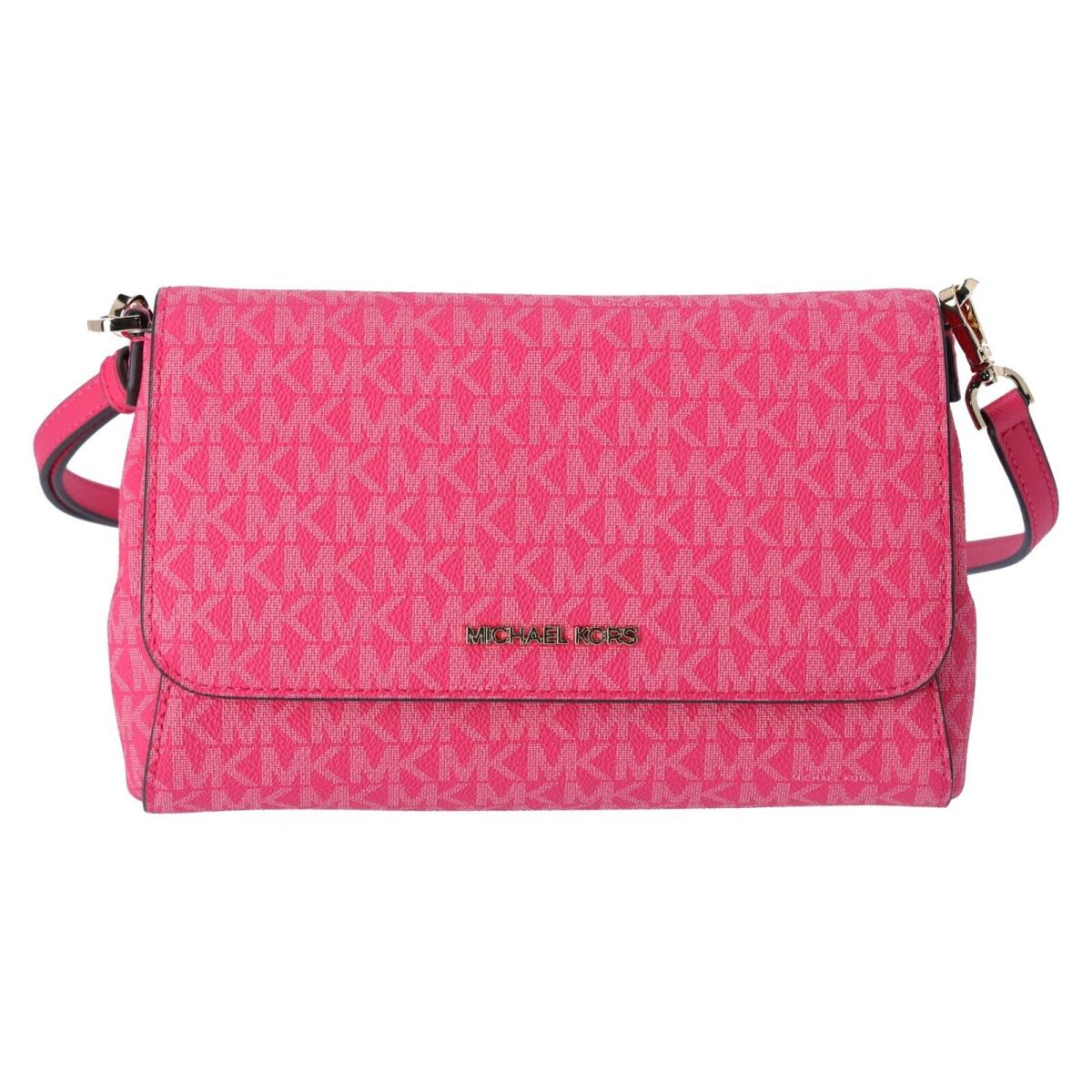 Michael Kors Jet Set Medium Convertible Pouchette Crossbody Electric Pink MK