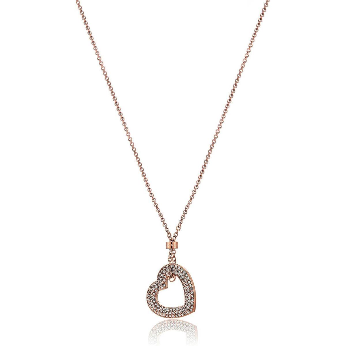 Michael Kors Heart Pave Rose Gold Oversized Necklace MKJ6382791